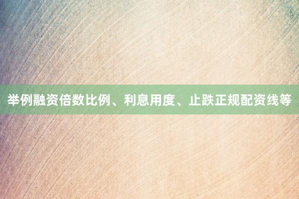 举例融资倍数比例、利息用度、止跌正规配资线等