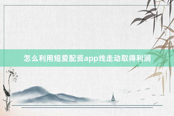 怎么利用短爱配资app线走动取得利润