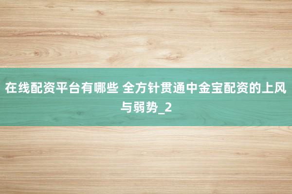 在线配资平台有哪些 全方针贯通中金宝配资的上风与弱势_2