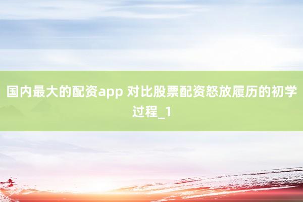 国内最大的配资app 对比股票配资怒放履历的初学过程_1